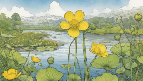 marsh marigolds,marsh marigold,trollius of the community,buttercups,trollius download,daffodil field,lotus on pond,clover meadow,pond flower,alpine meadow,lotus pond,jonquils,spring meadow,lotus plants,nuphar lutea,lily pads,summer meadow,nuphar,water lilies,yellow tulips,Illustration,Black and White,Black and White 13