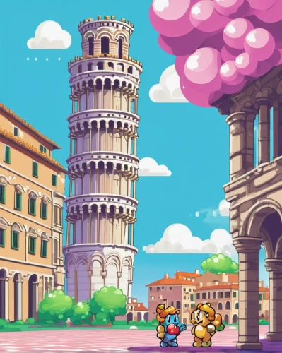 pisa,pisa tower,italy colosseum,leaning tower of pisa,tower fall,pixel art,colosseo,italy,tuscan,modena,volterra,ferrara,piazza,game illustration,lucca,colosseum,coliseum,lombardy,super mario,verona,Unique,Pixel,Pixel 02