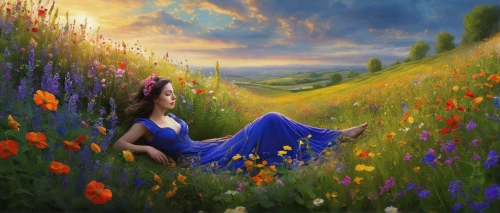 meadow landscape,fantasy picture,summer meadow,flowering meadow,flower meadow,springtime background,meadow,field of flowers,landscape background,splendor of flowers,girl in flowers,blooming field,flower field,meadow in pastel,girl lying on the grass,world digital painting,spring meadow,spring background,wildflower meadow,flowers field,Conceptual Art,Daily,Daily 11