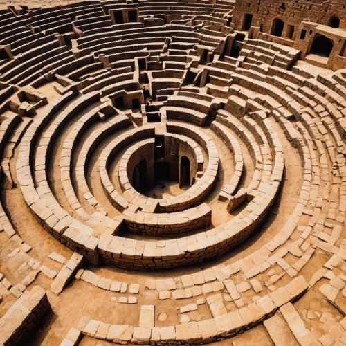 ancient theatre,lalibela,brick-kiln,chair circle,coliseo,roman theatre,ancient singing bowls,greek in a circle,jerash,amphitheatre,first may jerash,anasazi,circular staircase,roman coliseum,jaisalmer,el jem,labyrinth,charcoal kiln,circular puzzle,amphitheater,Illustration,Retro,Retro 04