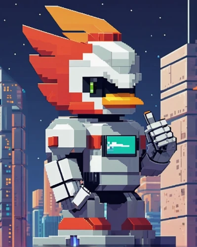 stadium falcon,pixel art,eagle vector,falcon,bot icon,vector,pixels,bolt-004,robot icon,minibot,pixel,bird robin,berd,bastion,falco peregrinus,mecha,orange beak,bantam,retro styled,mech,Unique,Pixel,Pixel 01