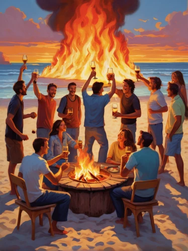 campfire,barbecue,bbq,barbeque,bonfire,summer bbq,fire bowl,camp fire,luau,fire pit,campfires,beach bar,beach restaurant,firepit,people on beach,easter fire,cooking book cover,ring of fire,fire background,summer party,Conceptual Art,Fantasy,Fantasy 18