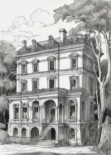 villa balbianello,villa borghese,villa balbiano,balmoral hotel,house drawing,villa d'este,facade painting,villa cortine palace,lithograph,hand-drawn illustration,dillington house,athenaeum,grand hotel,mansion,savannah,stately home,garden elevation,hacienda,henry g marquand house,manor,Illustration,Black and White,Black and White 29