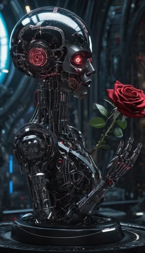rose png,endoskeleton,cyborg,terminator,the sleeping rose,with roses,romantic rose,valerian,noble roses,red roses,roses,cgi,rose,red rose,3d man,way of the roses,peace rose,sci fi,scifi,robot in space,Conceptual Art,Sci-Fi,Sci-Fi 09