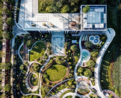 view from above,bird's-eye view,climbing garden,from above,singapore,futuristic architecture,overhead view,garden design sydney,helix,chinese architecture,sochi,roof garden,bird's eye view,modern architecture,top view,japanese zen garden,aerial shot,infinity swimming pool,urban design,sky apartment,Landscape,Landscape design,Landscape Plan,Realistic