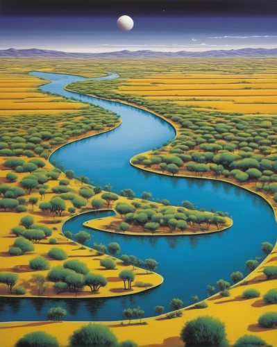 river landscape,river delta,rio grande river,brook landscape,aura river,a river,braided river,watercourse,abe-e-panj river valley,meander,river course,freshwater marsh,river cooter,tidal marsh,panoramic landscape,desert landscape,jordan river,the vishera river,moon valley,landscape,Art,Artistic Painting,Artistic Painting 33