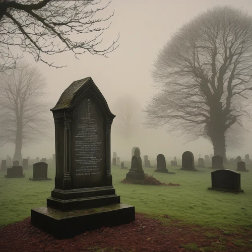 burial ground,grave stones,life after death,gravestones,tombstones,resting place,of mourning,still transience of life,graveyard,memento mori,grave light,tombstone,old graveyard,coffins,grave,foggy day,mortality,cemetary,graves,mourning,Art,Artistic Painting,Artistic Painting 49