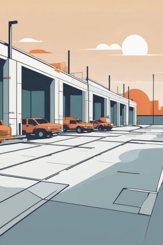 car dealership,bus garage,parking lot,car park,car showroom,automobile repair shop,car dealer,transport hub,suburb,suburbs,automotive exterior,parking place,garage,industrial landscape,auto repair shop,multi storey car park,backgrounds,post-apocalyptic landscape,automotive,mclaren automotive,Illustration,Vector,Vector 01