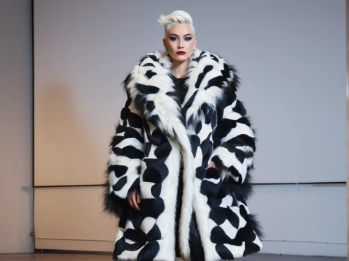 cruella de ville,cruella,fur coat,fur clothing,long coat,fur,overcoat,suit of the snow maiden,coat,zebra fur,white fur hat,imperial coat,silver fox,grey fox,snow leopard,coat color,women fashion,the fur red,old coat,sheep wool,Illustration,Realistic Fantasy,Realistic Fantasy 24