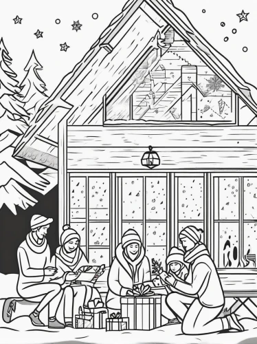 coloring page,coloring pages,coloring pages kids,christmas scene,christmas banner,coloring book for adults,nordic christmas,coloring for adults,coloring picture,winter house,christmas motif,christmas pattern,snow scene,holiday wine and honey,advent calendar printable,modern christmas card,christmas manger,the occasion of christmas,winter village,christmas mock up,Illustration,Black and White,Black and White 04