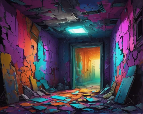 abandoned room,abandoned place,abandoned places,fallen colorful,lost place,color wall,abandoned,graffiti,ruin,dungeon,graffiti art,ruins,lost places,colorful light,world digital painting,color paper,abandoned house,alleyway,hallway,abandoned building,Conceptual Art,Daily,Daily 24