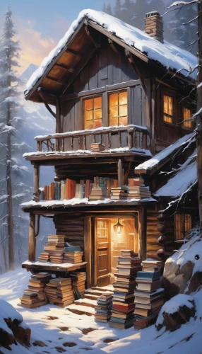 the cabin in the mountains,winter house,log cabin,log home,mountain hut,house in mountains,mountain huts,house in the mountains,chalet,alpine hut,small cabin,winter village,warm and cozy,alpine village,cottage,lodge,summer cottage,snow house,wooden house,chalets,Conceptual Art,Oil color,Oil Color 03