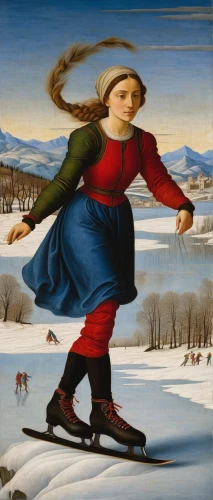 botticelli,skijoring,cross-country skier,cross-country skiing,skier,ice skating,woman free skating,ski race,winter sports,female runner,snow scene,girl with a wheel,suit of the snow maiden,figure skater,woman walking,winter sport,piemonte,woman with ice-cream,little girl in wind,nordic skiing,Art,Classical Oil Painting,Classical Oil Painting 19