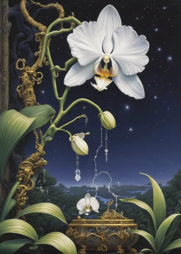 night-blooming jasmine,epidendrum nocturnum,jasmine-flowered nightshade,phalaenopsis equestris,moth orchid,night-blooming cereus,phalaenopsis,night-blooming cactus,butterfly orchid,moonflower,lilium candidum,phalaenopsis sanderiana,catasetum saccatum,jasmine blossom,orchids,hymenocallis,globe flower,garden star of bethlehem,narcissus of the poets,the son of lilium persicum,Illustration,Children,Children 03