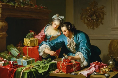 the occasion of christmas,opening presents,candlemas,christmas scene,the gifts,handing out christmas presents,christmas jewelry,gift wrapping,gift of jewelry,modern christmas card,gifts,christmas motif,christmas congratulations,presents,third advent,christmas manger,first advent,christmas greetings,santa and girl,christmas messenger,Art,Classical Oil Painting,Classical Oil Painting 36