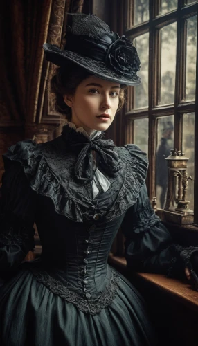 victorian lady,victorian fashion,victorian style,the victorian era,victorian,gothic portrait,gothic fashion,the hat of the woman,girl in a historic way,gothic woman,black hat,doll's house,jane austen,gothic dress,downton abbey,the hat-female,british actress,stovepipe hat,women's clothing,queen anne,Photography,Documentary Photography,Documentary Photography 24