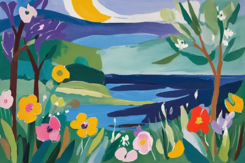springtime background,carol colman,flower painting,still life of spring,wild tulips,spring background,irises,spring flowers,river landscape,jonquils,spring lake,lilies of the valley,spring meadow,spring equinox,jonquil,tommie crocus,daffodil field,blanket of flowers,coastal landscape,wild iris,Art,Artistic Painting,Artistic Painting 41