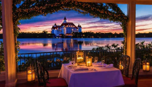 romantic dinner,fine dining restaurant,walt disney world,dinner for two,outdoor dining,grand floridian,disney world,gaylord palms hotel,romantic night,magic kingdom,venice italy gritti palace,chateau margaux,candle light dinner,fairytale castle,epcot ball,taj mahal sunset,house by the water,thai cuisine,restaurant bern,luxury hotel,Illustration,Children,Children 06