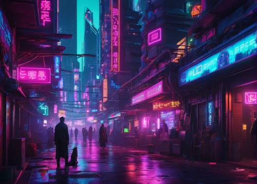 cyberpunk,shinjuku,tokyo city,colorful city,tokyo,cityscape,alley,kowloon,shanghai,taipei,alleyway,shibuya,chinatown,neon arrows,vapor,fantasy city,urban,neon coffee,hong kong,neon,Conceptual Art,Sci-Fi,Sci-Fi 26