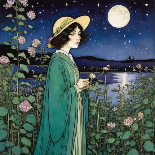 mucha,kate greenaway,garden cosmos,la violetta,charlotte cushman,woman with ice-cream,the sleeping rose,art nouveau,rose woodruff,jasmine-flowered nightshade,lilly of the valley,bibernell rose,moonflower,cosmos wind,barbara millicent roberts,girl picking flowers,girl in the garden,rusalka,cosmos autumn,the night of kupala,Illustration,Retro,Retro 05