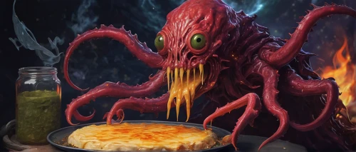 calamari,paella,saganaki,lasagnette,capellini,macaroni,spaghetti,red cooking,lasagna,feast noodles,fondue,lasagne,risotto,macaroni casserole,dwarf cookin,chef,kugel,casserole,kraken,pappa al pomodoro,Illustration,Realistic Fantasy,Realistic Fantasy 47