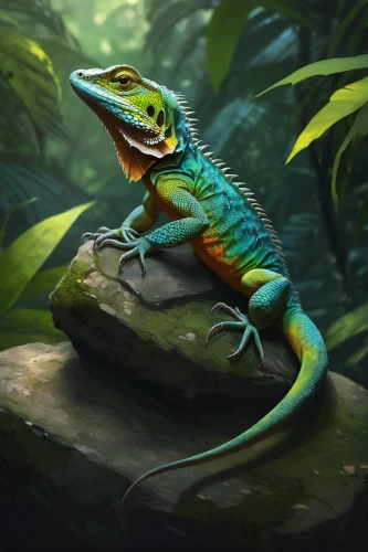 emerald lizard,green crested lizard,eastern water dragon lizard,eastern water dragon,green lizard,malagasy taggecko,whiptail,chinese water dragon,european green lizard,dragon lizard,caiman lizard,day gecko,splendor skink,iguanidae,side-blotched lizards,lizard,crocodilian reptile,ring-tailed iguana,green iguana,reptile,Conceptual Art,Fantasy,Fantasy 17