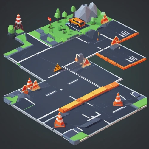 road cone,traffic management,traffic cones,detour,road construction,traffic cone,road works,highway roundabout,crossroad,road work,traffic junction,roundabout,roads,traffic circle,collected game assets,racing road,roadblock,intersection,bad road,development concept,Unique,3D,Low Poly