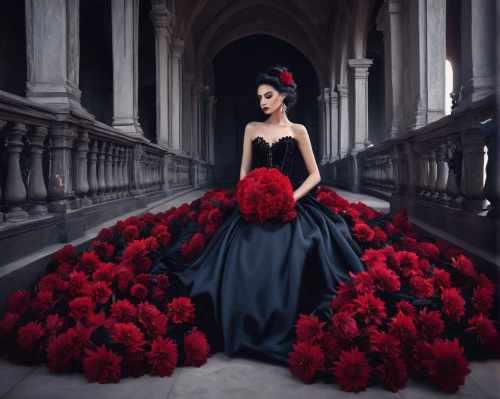 red roses,with roses,red carnations,red rose,scent of roses,flower of passion,bouquet of roses,red carnation,queen of hearts,gothic fashion,way of the roses,roses,rose wreath,rose arrangement,with a bouquet of flowers,flower girl,rosebushes,fallen petals,ball gown,rose bouquet,Conceptual Art,Fantasy,Fantasy 14