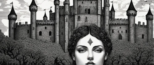 gothic architecture,castles,gothic woman,gothic portrait,castle of the corvin,haunted castle,gothic,ghost castle,gothic style,book illustration,sci fiction illustration,fairy tale castle,castel,mystery book cover,the snow queen,magic castle,castle,dark gothic mood,fairy tales,children's fairy tale,Illustration,Black and White,Black and White 09