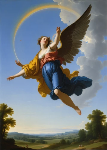 angel moroni,baroque angel,the archangel,la nascita di venere,the angel with the cross,archangel,flying girl,montgolfiade,guardian angel,cherub,angelology,the angel with the veronica veil,frederic church,fairies aloft,perseus,helios,flying disc,apollo,eros,cupido (butterfly),Art,Classical Oil Painting,Classical Oil Painting 33