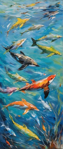 capelin,fishes,school of fish,wrasses,oil painting on canvas,fish in water,canoes,regatta,forage fish,fishing boats,fish supply,oil on canvas,el mar,koi carps,oil painting,snorkeling,sea-life,shoal,sea kayak,ocean pollution,Conceptual Art,Oil color,Oil Color 10