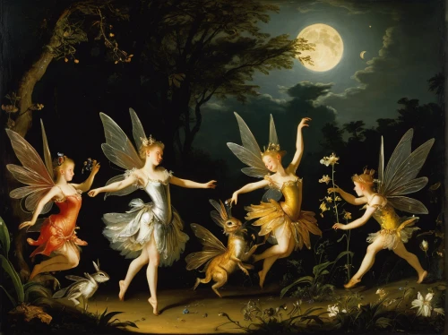 apollo and the muses,fairies aloft,vintage fairies,the night of kupala,fairies,celebration of witches,secret garden of venus,cherubs,spring equinox,angel trumpets,walpurgis night,faerie,faery,angel's trumpets,apollo hylates,angel lanterns,cupid,dance of death,la nascita di venere,cupido (butterfly),Art,Classical Oil Painting,Classical Oil Painting 37