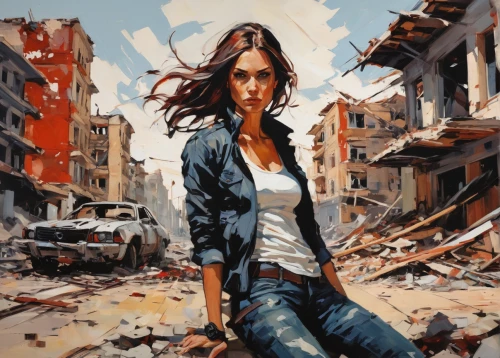 girl with gun,girl with a gun,italian painter,woman holding gun,art painting,girl walking away,city ​​portrait,woman sitting,oil painting on canvas,photo painting,the girl at the station,girl sitting,world digital painting,oil painting,destroyed city,pointing woman,woman thinking,pedestrian,croft,painter,Conceptual Art,Oil color,Oil Color 08
