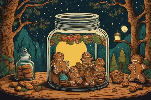 jars,candy jars,honey jars,gingerbread jars,gingerbread jar,mason jars,honey jar,mason jar,moonshine,empty jar,cookie jar,jar,glass jar,tea jar,snowglobes,snow globes,storage-jar,fireflies,halloween illustration,coconut oil in jar,Illustration,Vector,Vector 15