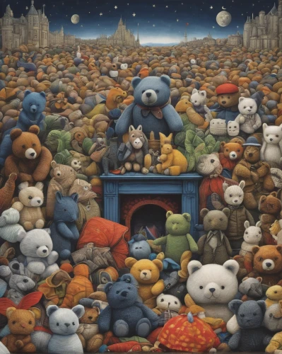 teddies,teddy bears,cuddly toys,stuffed animals,jigsaw puzzle,stuffed toys,soft toys,the bears,plush toys,bears,children's background,teddy-bear,ball pit,bear market,grand bazaar,counting sheep,villagers,children's room,large market,kids room,Illustration,Realistic Fantasy,Realistic Fantasy 11