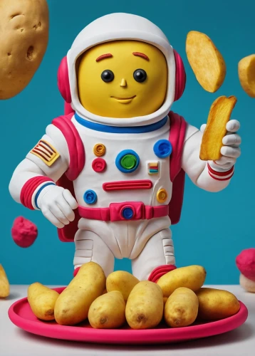 potato character,robot in space,play-doh,chef,play dough,play doh,food icons,toy's story,c-3po,astronaut,cosmonaut,astronautics,marzipan figures,peanuts,starch,spacefill,hamburger helper,clay animation,pluto,astronauts,Unique,3D,Clay