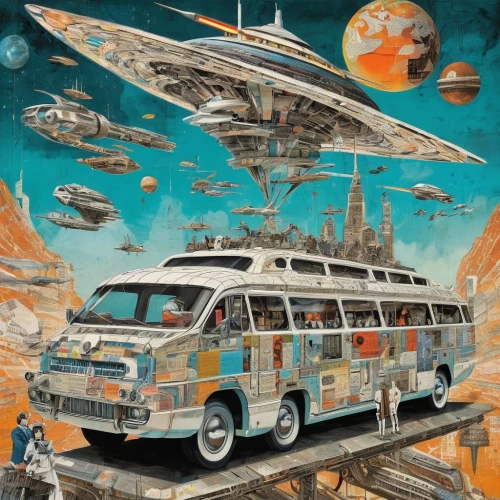 plymouth voyager,satellite express,vwbus,station wagon-station wagon,travel trailer poster,vanagon,space tourism,space ships,campervan,caravan,travel van,camper van,space voyage,jeep wagoneer,space ship,traveller,fleet and transportation,sci fiction illustration,space travel,gas planet,Unique,Paper Cuts,Paper Cuts 06