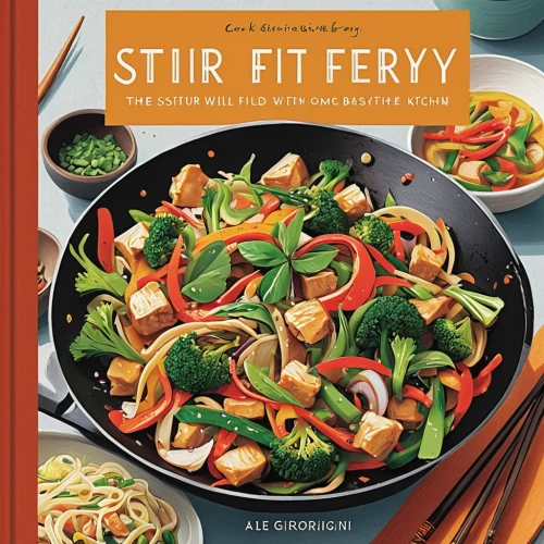 stir-fry,stir-fried morning glory,stir frying,cooking book cover,stir fried fish with sweet chili,recipe book,recipes,stir,food and cooking,reference book,chinese strahlengriffel,sweet and sour pork,food steamer,tofu skin,feng shui,fajita,cuisine classique,old cooking books,étouffée,bestsellers,Illustration,Vector,Vector 06