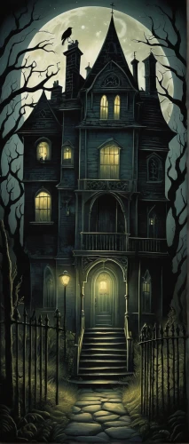 the haunted house,haunted house,witch house,witch's house,haunted castle,ghost castle,creepy house,house silhouette,halloween poster,play escape game live and win,halloween and horror,haunted,halloween background,halloween illustration,the threshold of the house,halloween scene,apartment house,dark art,haunt,two story house,Illustration,Abstract Fantasy,Abstract Fantasy 03