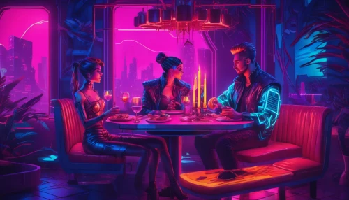 neon cocktails,neon drinks,diner,neon coffee,neon ghosts,dinner for two,romantic dinner,neon tea,dining,neon light drinks,neon lights,neon light,romantic night,dinner party,a restaurant,chinese restaurant,nightlife,nightclub,cyberpunk,retro diner,Conceptual Art,Sci-Fi,Sci-Fi 27