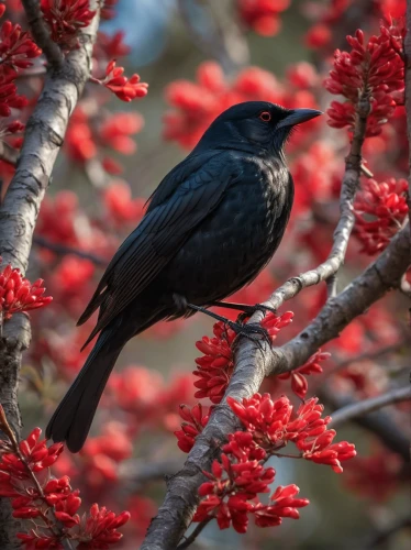 brewer's blackbird,greater antillean grackle,rusty blackbird,great-tailed grackle,scarlet honeyeater,red-winged blackbird,alpine chough,black woodpecker,grackle,gray catbird,boat tailed grackle,mountain jackdaw,white-winged widowbird,red winged blackbird,adult starling,inca tern,european starling,american robin,red pompadour cotinga,pied currawong,Photography,General,Natural