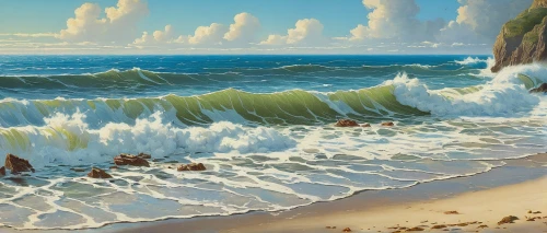 beach landscape,coastal landscape,sea landscape,seascape,ocean waves,landscape with sea,seascapes,japanese waves,beach erosion,sea-shore,sea water splash,beach scenery,rocky coast,water waves,mountain beach,crashing waves,ocean background,sea breeze,cliffs ocean,dream beach,Art,Classical Oil Painting,Classical Oil Painting 17