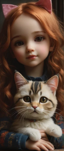 red tabby,doll cat,ginger cat,cat image,calico cat,anime 3d,redhead doll,female doll,merida,ragdoll,joint dolls,two cats,dollhouse accessory,porcelain dolls,cartoon cat,princess anna,cute cat,cute cartoon image,cat lovers,doll's facial features,Conceptual Art,Oil color,Oil Color 11