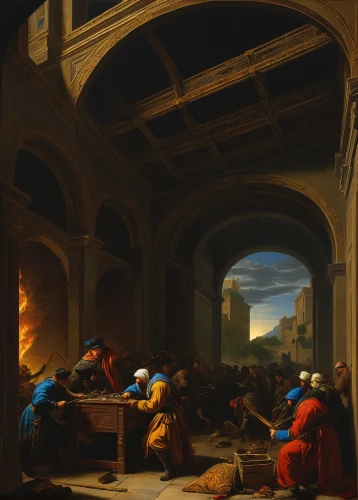 school of athens,children studying,church painting,the annunciation,pentecost,classical antiquity,caravanserai,candlemas,louvre,kunsthistorisches museum,louvre museum,meticulous painting,the death of socrates,night scene,italian painter,caravansary,nativity of christ,fireplaces,robert duncanson,contemporary witnesses,Art,Classical Oil Painting,Classical Oil Painting 16