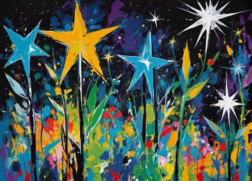 colorful stars,colorful star scatters,christmasstars,hanging stars,star scatter,star-of-bethlehem,star winds,star of bethlehem,falling stars,the star of bethlehem,star garland,bethlehem star,night stars,stars,star bunting,advent star,baby stars,the stars,falling star,magic star flower,Art,Artistic Painting,Artistic Painting 42