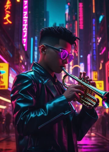 saxophone playing man,sax,man with saxophone,trumpet player,saxophonist,cyberpunk,tuba,trumpet,saxophone player,saxophone,trumpet-trumpet,trumpet climber,musician,jazz,trumpet gold,violinist,trumpet folyondár,trumpeter,music background,flugelhorn,Conceptual Art,Sci-Fi,Sci-Fi 26