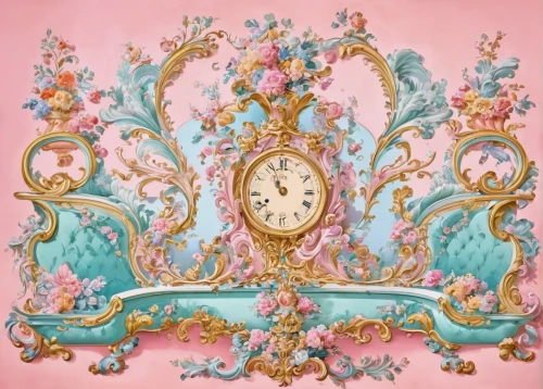 rococo,valentine clock,antique background,baroque,vintage wallpaper,wall clock,art nouveau frame,floral chair,art nouveau,art nouveau frames,old clock,hanging clock,floral ornament,vintage china,art nouveau design,decorative frame,clock,clocks,cuckoo clocks,grandfather clock,Conceptual Art,Fantasy,Fantasy 24