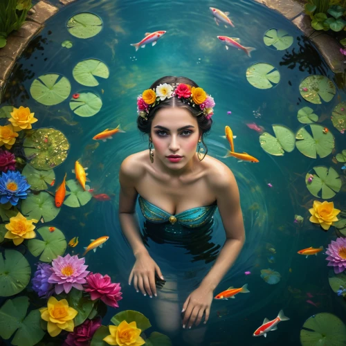 aditi rao hydari,water nymph,beautiful girl with flowers,lilly pond,pond flower,girl in flowers,water lotus,water lily,water lilies,lily pond,waterlily,lotuses,flower water,flower of water-lily,hawaii doctor fish,lily pad,girl in the garden,lily pads,nelumbo,fairy peacock,Photography,General,Natural