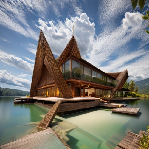 house with lake,house by the water,floating huts,stilt house,over water bungalows,boat house,asian architecture,cube stilt houses,eco hotel,houseboat,wooden house,boathouse,chalet,holiday villa,wooden boat,tropical house,floating over lake,southeast asia,stilt houses,timber house