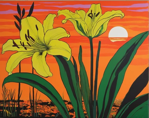day lily plants,tasmanian flax-lily,day lily,the trumpet daffodil,flower painting,flower in sunset,yellow iris,jonquils,carol colman,irises,daffodils,cowslip,swamp iris,lillies,glass painting,tiger lily,crocosmia,desert flower,day lily flower,tommie crocus,Art,Artistic Painting,Artistic Painting 23